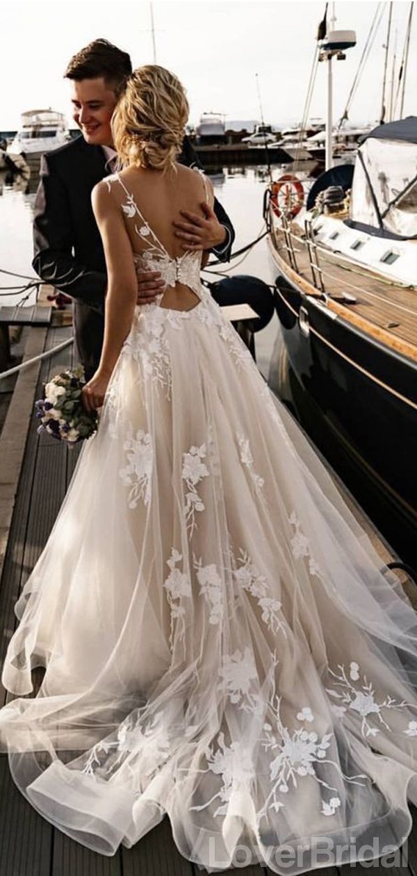 wedding dresses open back Satin Mermaid Scoop Neck Open Back Wedding Dresses, Bridal Gowns, MW897