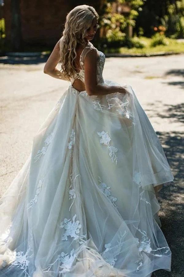 Sexy Open Back Lace A-line Wedding Dresses Online, Cheap Unique Bridal LoverBridal Sexy Open Back Lace A-line Wedding Dresses Online, Cheap Unique Bridal LoverBridal