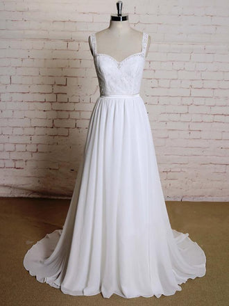 Sexy Open back Lace Straps  Cheap Beach Wedding Dresses Online, WD376