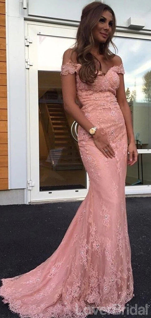 Sexy Peach Mermaid Off Shoulder Cheap Long Prom Dresses,Evening Party Dresses,12630