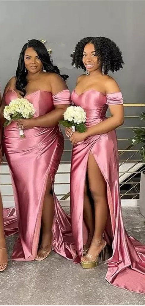 Sexy Pink Mermaid One Shoulder Cheap Long Bridesmaid Dresses Online,WG1058