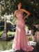 Sexy Pink Mermaid Spaghetti Straps Maxi Long Prom Dresses,Evening Dresses,12976