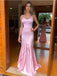 Sexy Pink Mermaid Spaghetti Straps V-neck Long Prom Dresses Online,12870