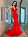 Sexy Red Backless Mermaid Cheap Long Evening Prom Dresses, Evening Party Prom Dresses, 12338