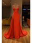 Sexy Red Mermaid Straps High Slit Cheap Long Prom Dresses Online,12708