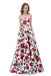 Sexy Two Pieces Simple Strapless Printed Flower Long Evening Prom Dresses, Popular Cheap Long Party Prom Dresses, 17253