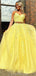 Sexy Two Pieces Yellow Lace Evening Prom Dresses, Evening Party Prom Dresses, 12142