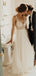 Sexy V Neck See Through Cheap Wedding Dresses, Beaded A-line Bridal Dresses, WD434