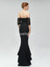 Short Sleeves Lace Mermaid High Low Black Cheap Bridesmaid Dresses Online, WG581