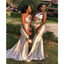 Silver Mermaid One Shoulder High Slit Cheap Long Bridesmaid Dresses,WG1103