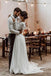 Simple A-line Long Sleeves Two Pieces Lace Wedding Dresses,WD746