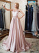 Simple A-line Pink Straps V-neck Long Party Prom Dresses Online,Dance Dresses,12367