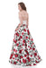 Simple Halter Printed Flower Sexy Two Pieces Long Evening Prom Dresses, Popular Cheap Long Party Prom Dresses, 17256