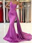 Simple Mermaid Purple One Shoulder Cheap Long Prom Dresses Online,12499