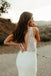 Simple Mermaid Straps V-neck Backless Lace Wedding Dresses,WD776