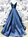 Simple Navy Blue Cheap Long Evening Prom Dresses, Cheap Custom Party Prom Dresses, 18584