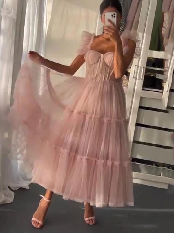 Simple Pink A-line Straps Cheap Long Prom Dresses Online,Dance Dresses,12387