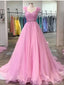 Simple Pink A-line V-neck Cheap Long Prom Dresses Online,12627