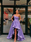 Simple Purple A-line High Low One Shoulder Cheap Prom Dresses Online,12476