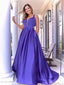 Simple Purple A-line V-neck Cheap Long Prom Dresses Online, Dance Dresses,12543