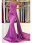 Simple Purple Mermaid One Shoulder Cheap Long Prom Dresses,12641
