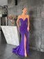 Simple Purple Mermaid Sweetheart V-neck High Slit Long Prom Dresses Online,12502