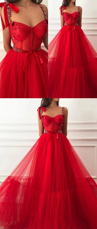 Simple Red A-line Straps Cheap Long Prom Dresses Online,Dance Dresses,12601