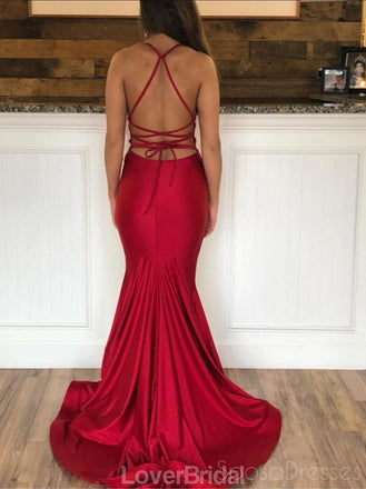 Simple Sexy Mermaid Dark Red Cheap Long Evening Prom Dresses, Evening Party Prom Dresses, 12191