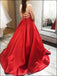 Simple Spaghetti Straps Red A-line Evening Prom Dresses, Evening Party Prom Dresses, 12192