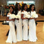 Simple White Mermaid Cap Sleeves Jewel Cheap Bridesmaid Dresses Online,WG1012