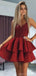 Spaghetti Straps Dark Red Short Homecoming Dresses Online, Cheap Short Prom Dresses, CM842