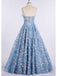 Spaghetti Straps Lace Flower A-line Long Evening Prom Dresses, Cheap Sweet 16 Dresses, 18448