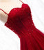 Spaghetti Straps Red A-line Long Evening Prom Dresses, Evening Party Prom Dresses, 12334