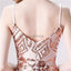 Spaghetti Straps Rose Gold Sequin Mermaid Evening Prom Dresses, Evening Party Prom Dresses, 12114