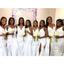Spaghetti Straps White Side Slit Mermaid Long Cheap Bridesmaid Dresses Online, WG651