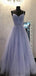 Sparkly Blue A-line Spaghetti Straps Long Prom Dresses Online, Dance Dresses,12530