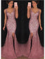 Sparkly Mermaid Dusty Rose Side Slit Cheap Long Prom Dresses Online,12433