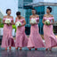 Sparkly Pink Off the Shoulder Sweetheart Cheap Long Bridesmaid Dresses Gown, WG886