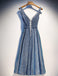 Sparkly V Neck Dusty Blue Sequin Homecoming Dresses Online, Cheap Short Prom Dresses, CM758