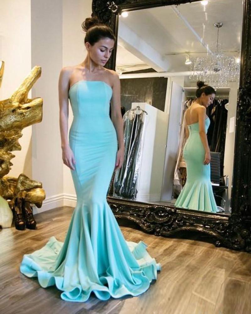 Strapless Mermaid Tiffany Blue Evening Prom Dresses, Long Sexy Party Prom Dress, Custom Long Prom Dresses, Cheap Formal Prom Dresses, 17130