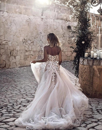 Sweetheart A-line Lace Wedding Dresses Online, Cheap Bridal Dresses, WD635