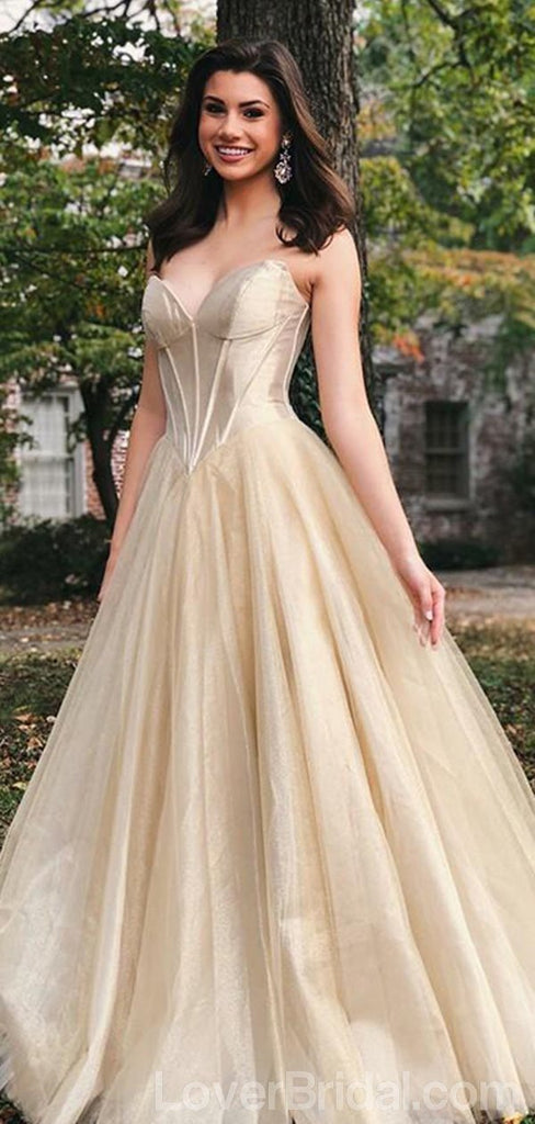Sweetheart A-line Tulle Long Evening Prom Dresses, Cheap Custom Sweet 16 Dresses, 18554