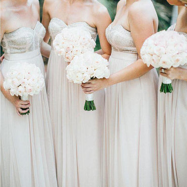 Sweetheart Champagne Chiffon Cheap Long Bridesmaid Dresses Online, WG255