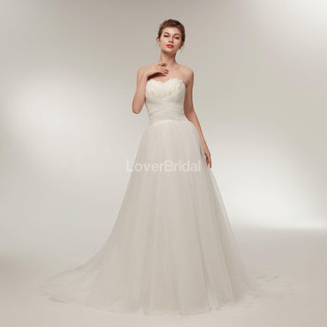 Sweetheart Feather Simple A-line Cheap Wedding Dresses Online, Cheap Bridal Dresses, WD563
