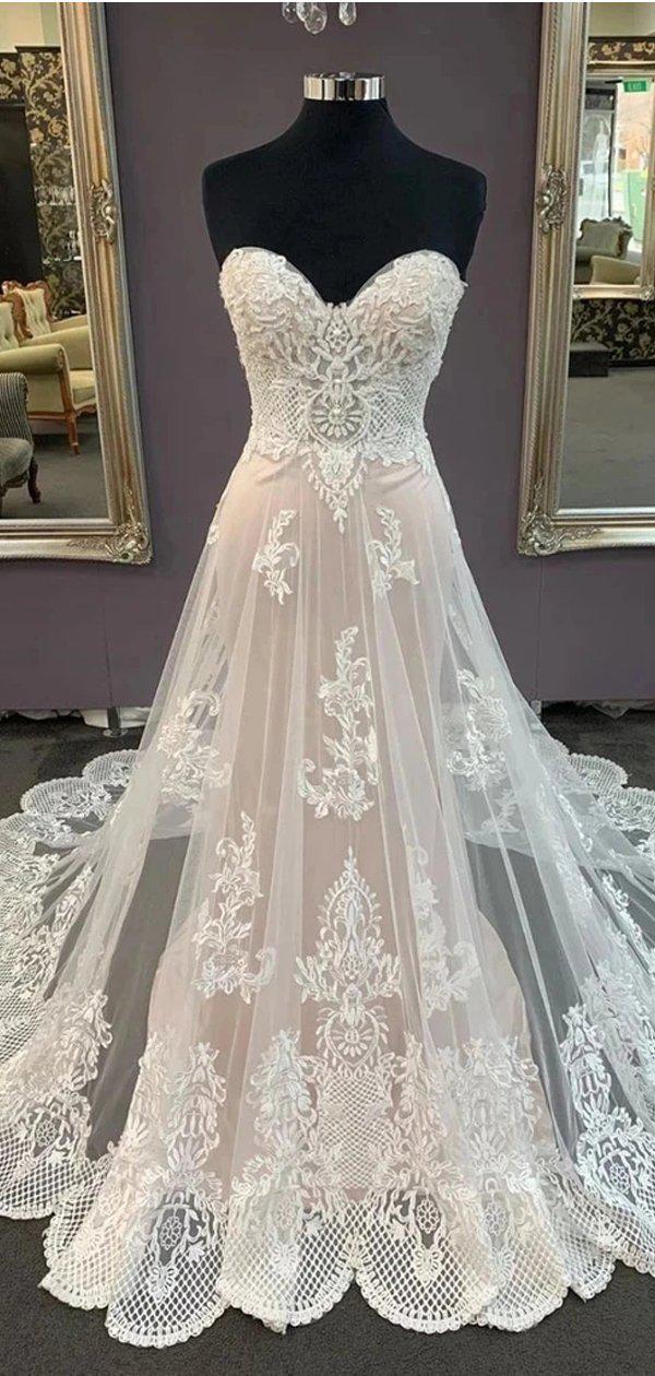 Sweetheart Lace Cheap Wedding Dresses Online, Cheap Bridal Dresses, WD