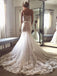 Sweetheart Mermaid Sleeveless Handmade Lace Wedding Dresses,WD761