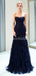 Sweetheart Navy Ruffle Mermaid Evening Prom Dresses, Evening Party Prom Dresses, 12027