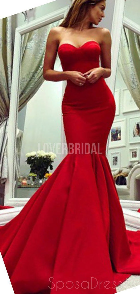 Sweetheart Red Mermaid Evening Prom Dresses, Evening Party Prom Dresses, 12268