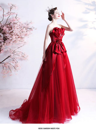 Sweetheart Red Ruffle A-line Long Evening Party Prom Dresses, Dance Dresses, 12333