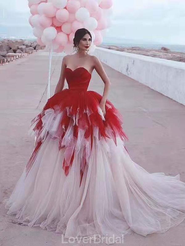 Sweetheart Ruffle Tulle Ball Gown Long Evening Prom Dresses, Evening Party Prom Dresses, 12205